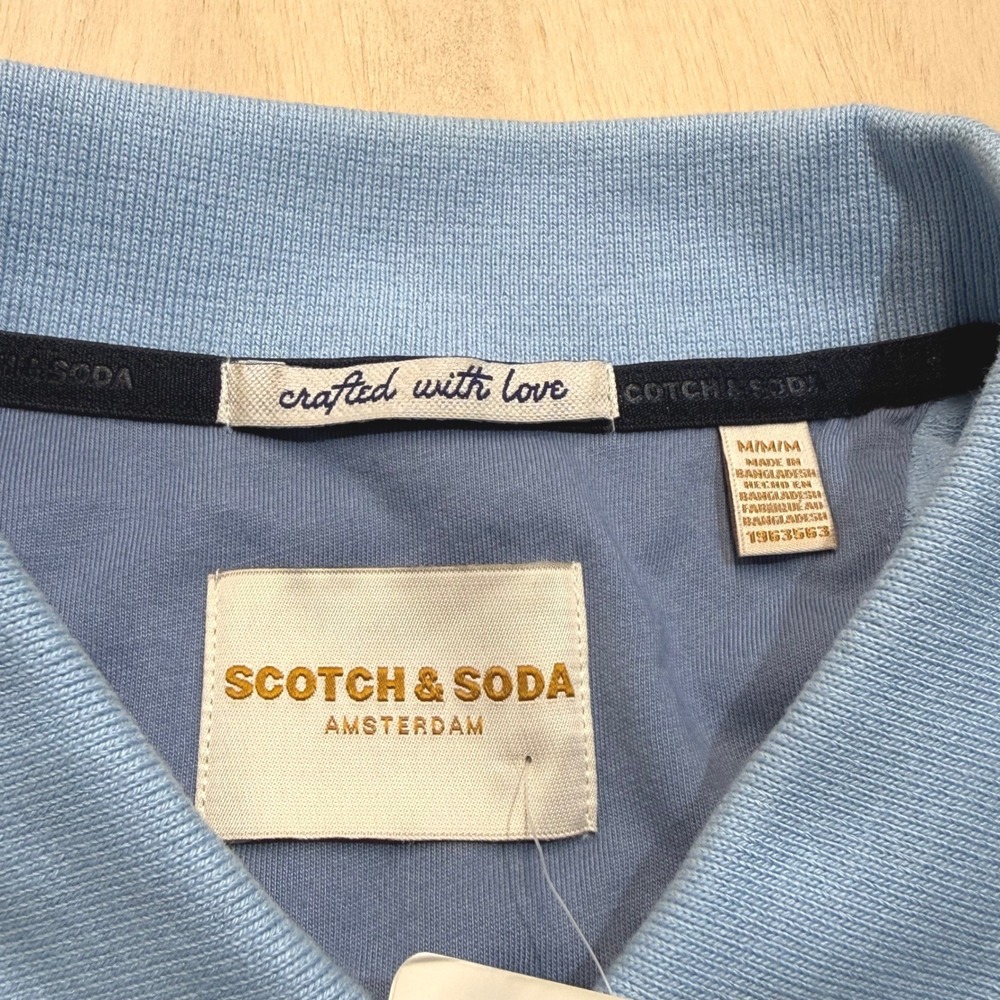Scotch & Soda Mens Medium Short Sleeve Soft Knit Polo Shirt Blue NWT (read) - Picture 2 of 12